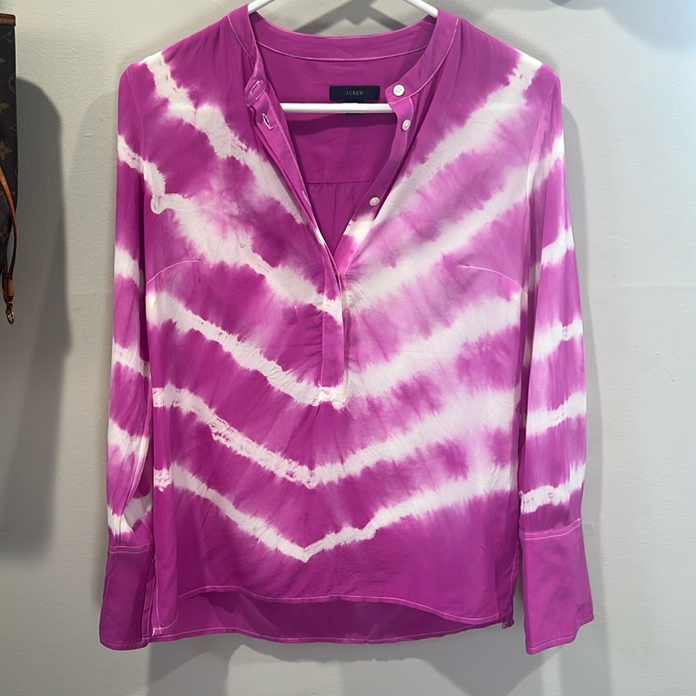 Jcrew Tie Dye Silk Blouse xxs